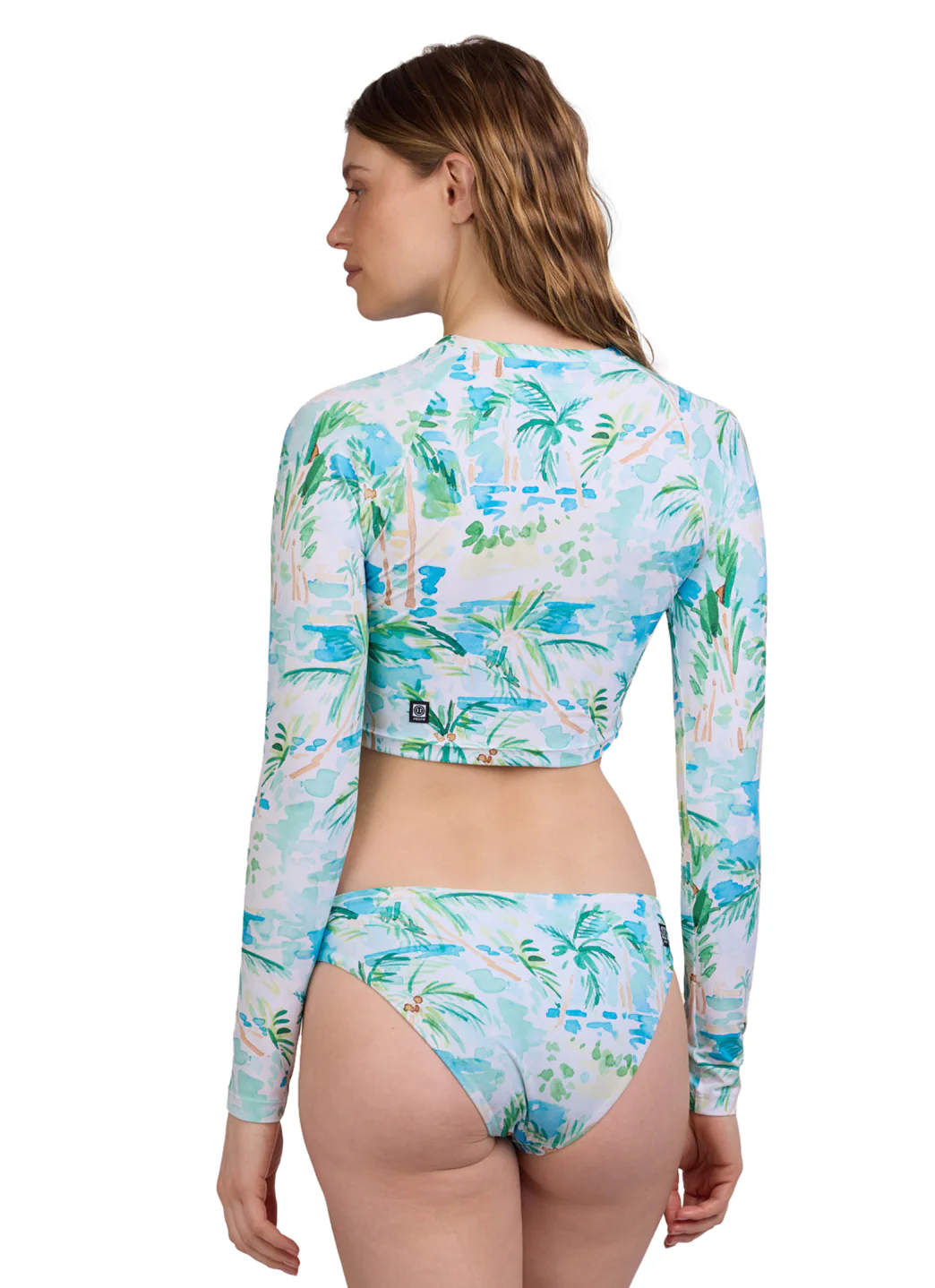 JOLYN Women's Moana Cocopalm Long Sleeve Crop Swim Shirt - Image 6