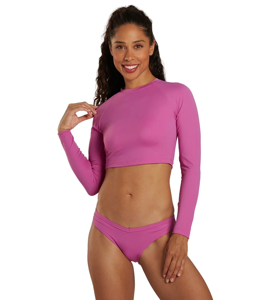 JOLYN Women's Moana Solid Long Sleeve Crop Swim Shirt - Image 6