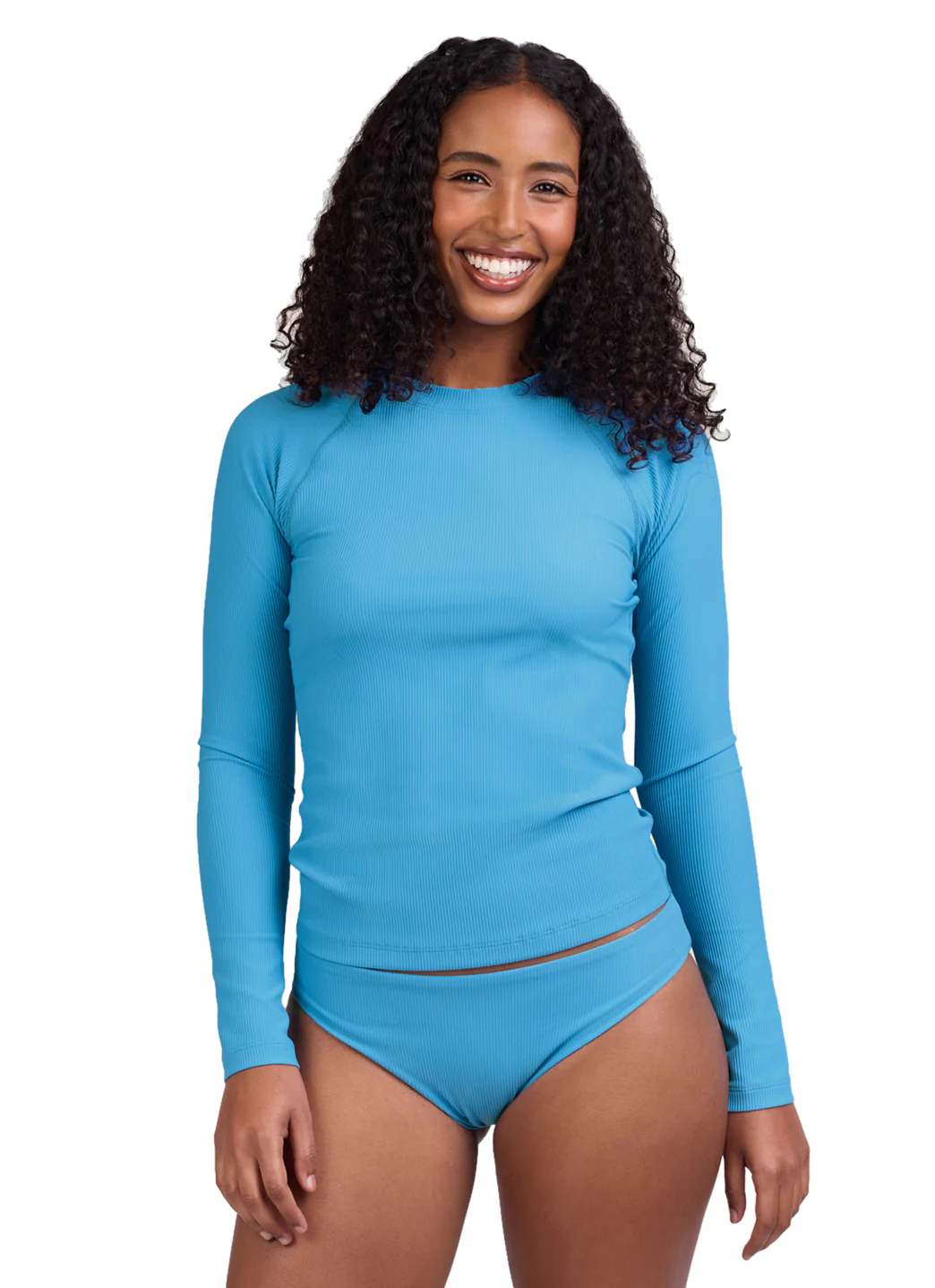 JOLYN Women's Noonan Solid Rib Long Sleeve Rash Guard - Image 2