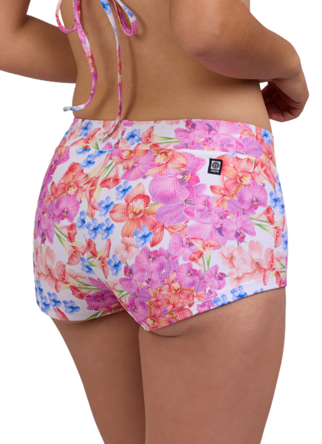 JOLYN Women's Piha Orchids Rib Boyshort Swim Short - Image 4