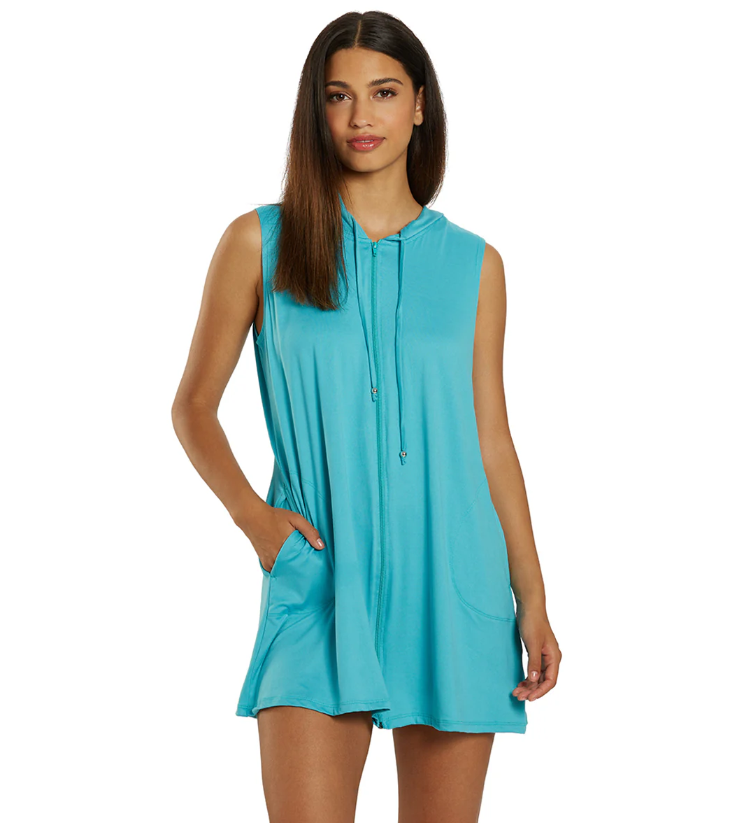 J.Valdi Women's DTY Sleeveless Zip Hoodie Cover Up - Image 15