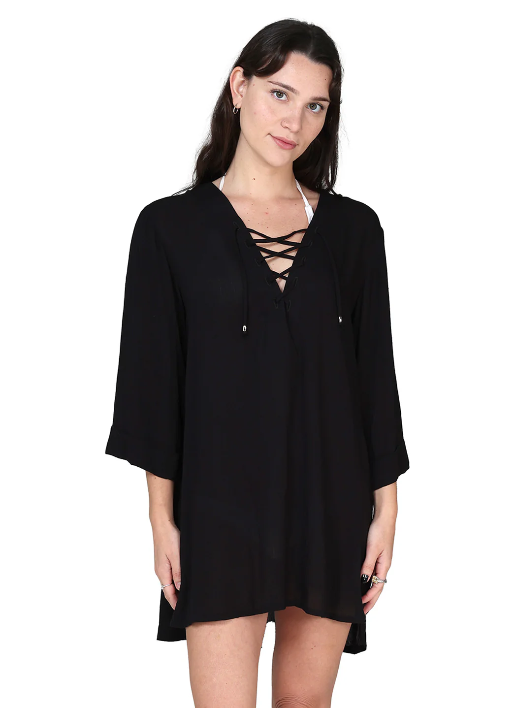 J.Valdi Women's Hacienda Lace Neck Big Cover Up Shirt - Image 3