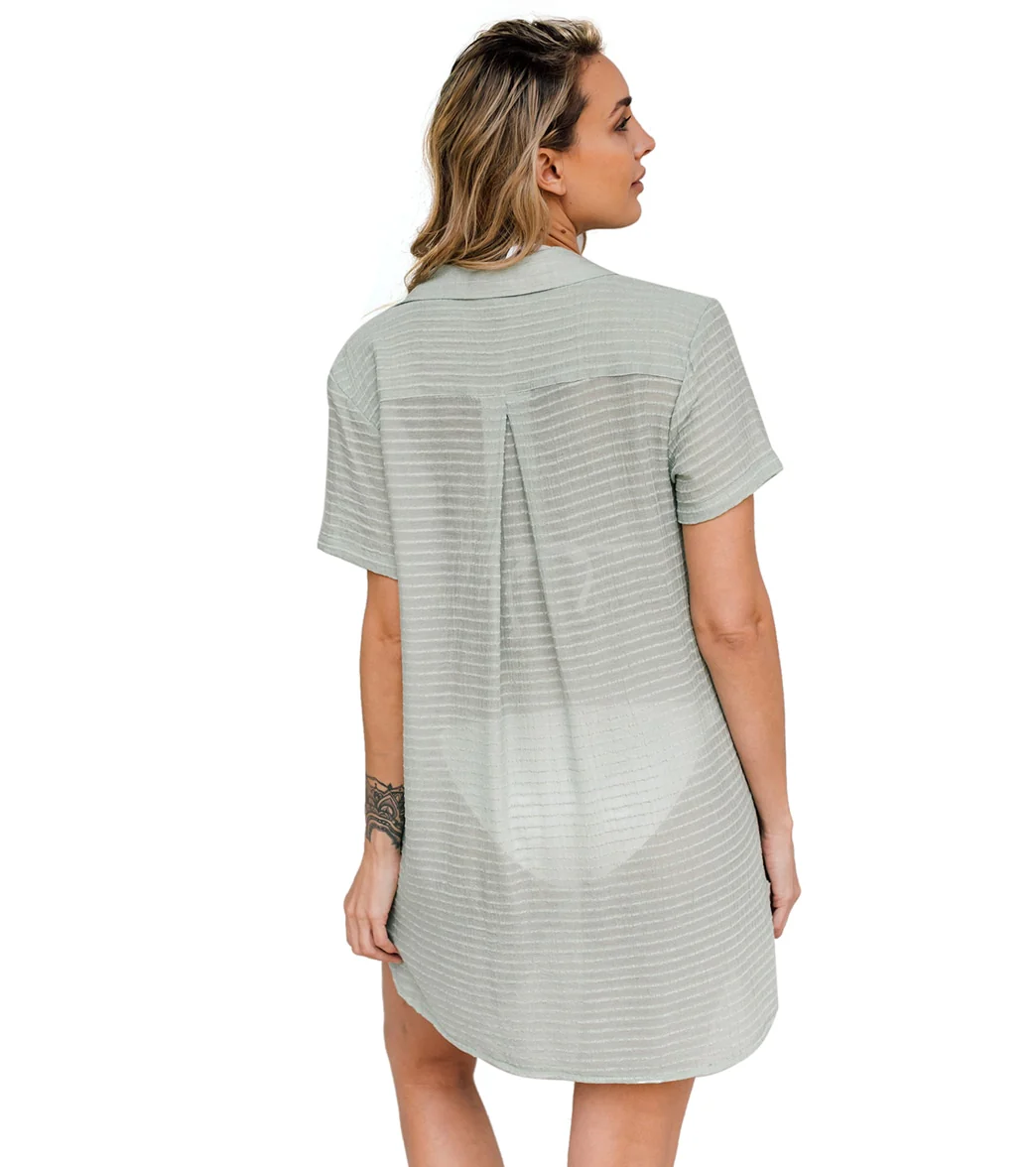 J.Valdi Women's Santa Barbara Short Sleeve Laceup Big Shirt Cover Up - Image 11