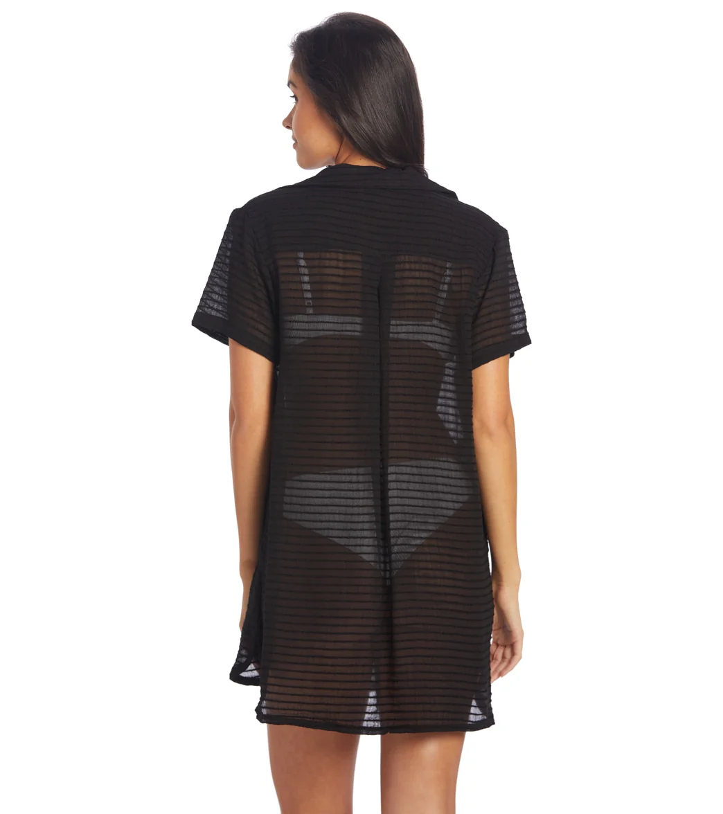 J.Valdi Women's Santa Barbara Short Sleeve Laceup Big Shirt Cover Up - Image 5