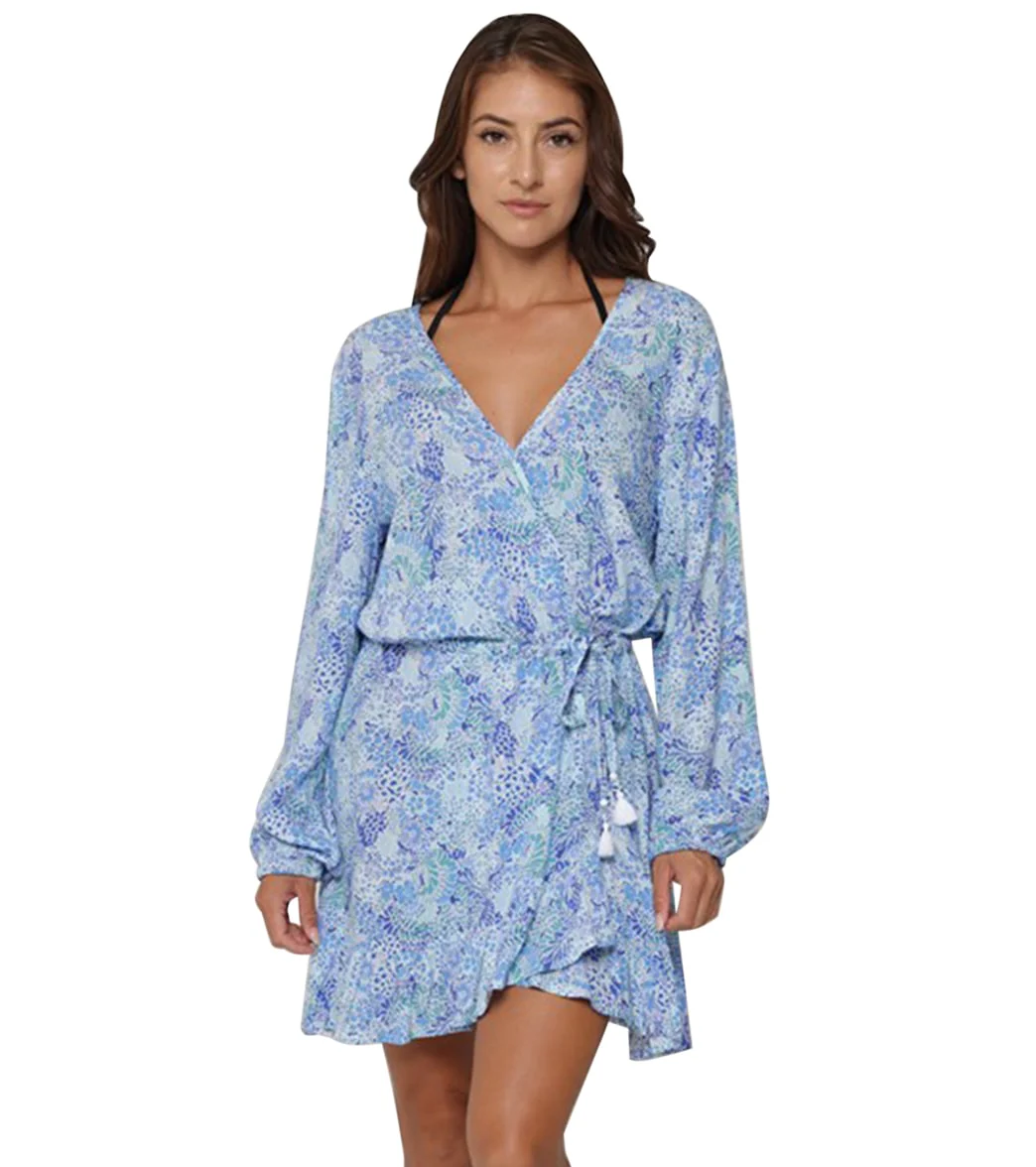 J.Valdi Women's Sea Glass Draw String Ruffle Cover Up Dress - Image 5