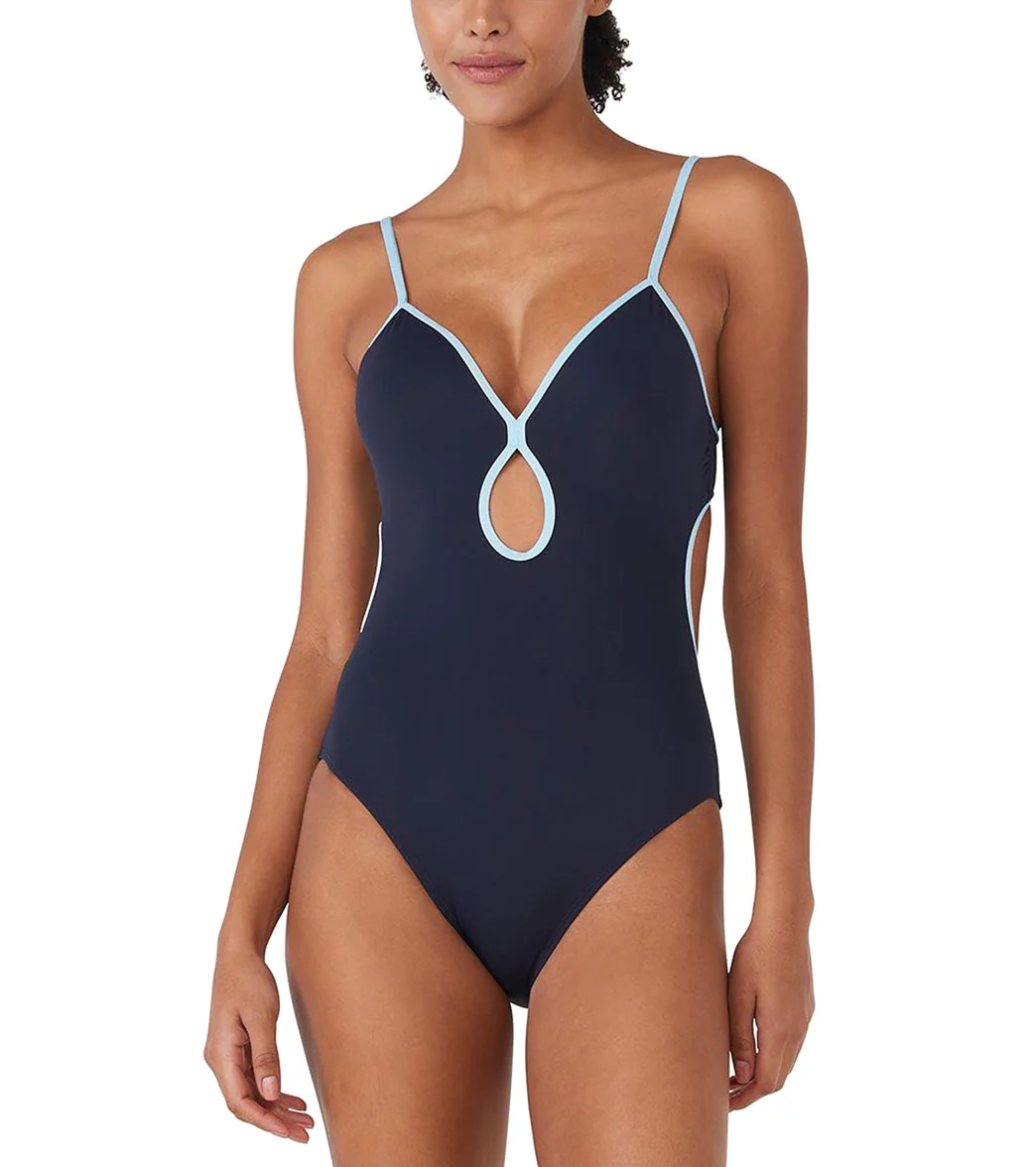Kate Spade New York Women's Contrast Solid Keyhole One Piece Swimsuit - Image 4