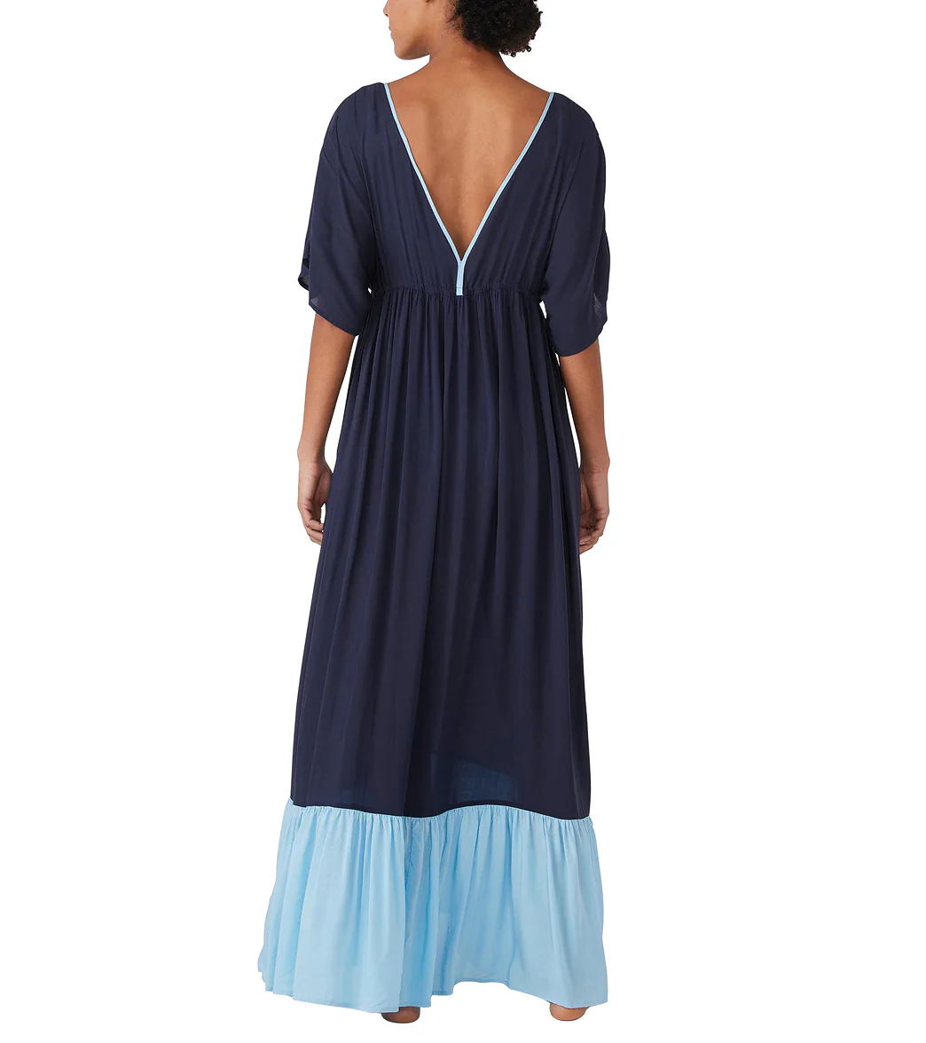 Kate Spade New York Women's Contrast Solid Midi Tiered Cover Up Dress - Image 2