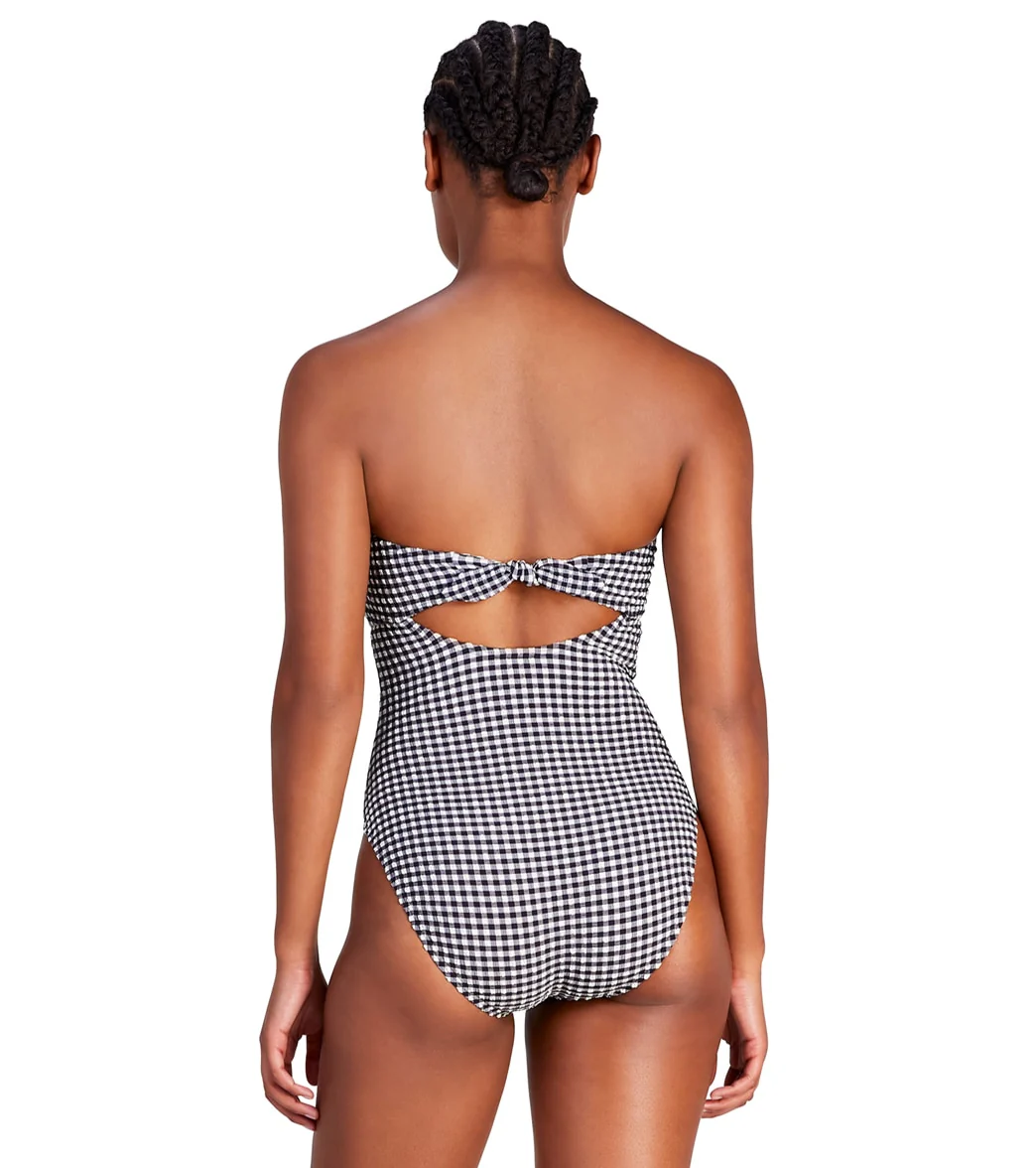 Kate Spade New York Women's Gingham Ring Bandeau One Piece Swimsuit - Image 2