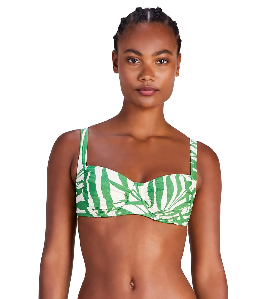 Kate Spade New York Women's Palm Fronds Shirred Underwire Bikini Top