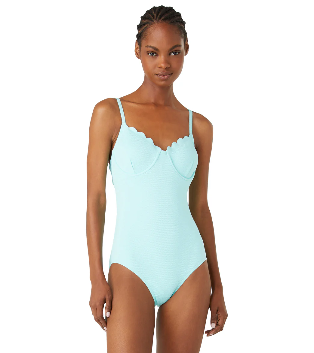 Kate Spade New York Women's Pique Solids Underwire One Piece Swimsuit