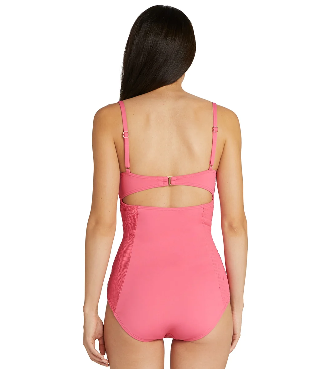 Kate Spade New York Women's Solids Smocked Underwire One Piece Swimsuit - Image 2