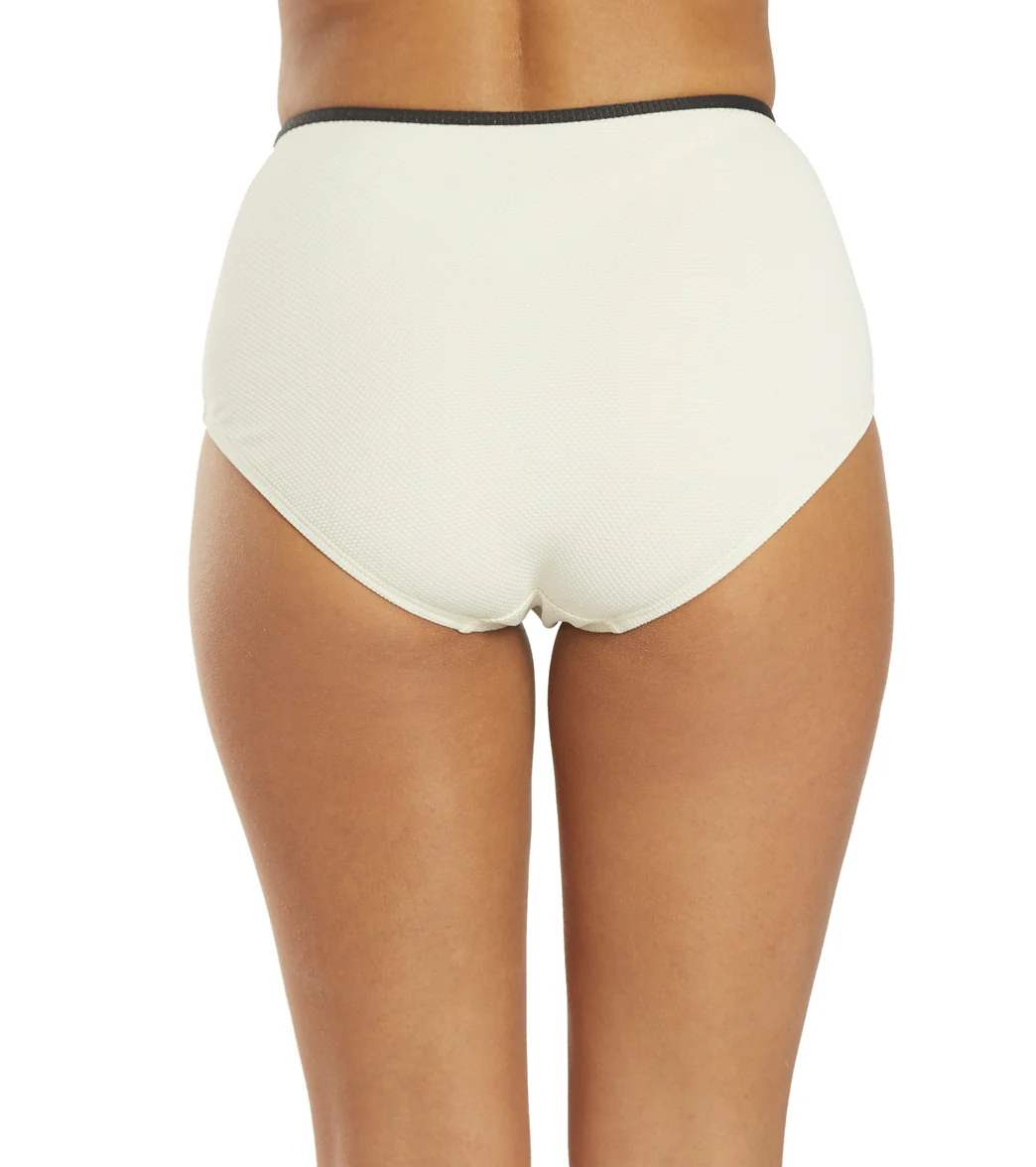 Kate Spade Women's Pique Texture Contrast High Waist Bikini Bottom - Image 3