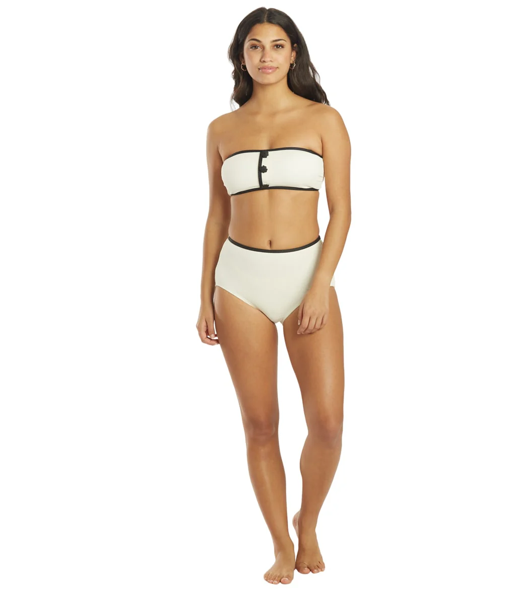 Kate Spade Women's Pique Texture Contrast High Waist Bikini Bottom - Image 4