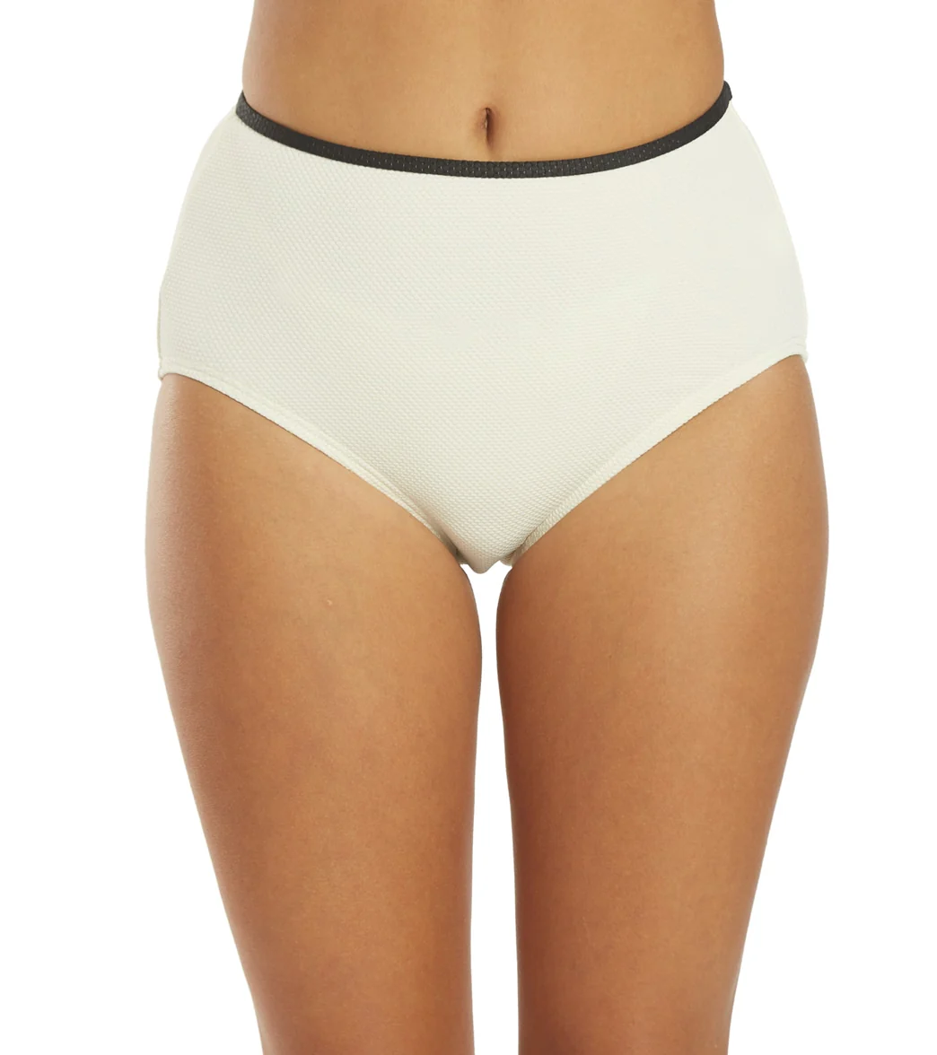 Kate Spade Women's Pique Texture Contrast High Waist Bikini Bottom - Image 7