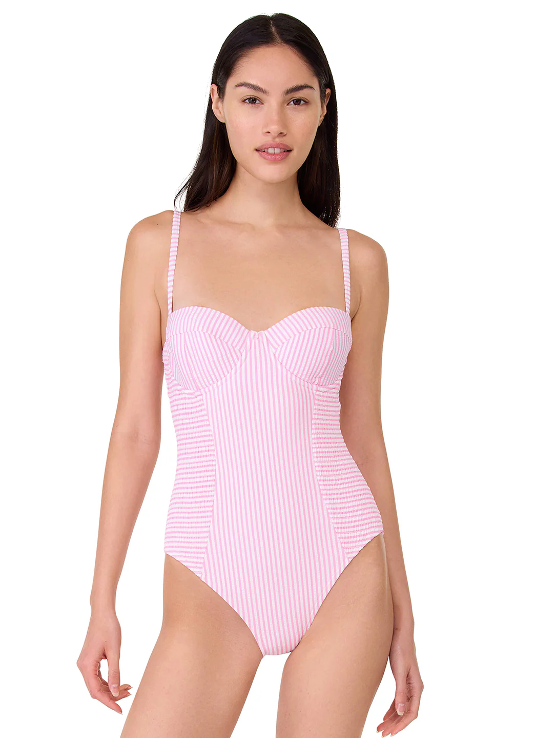 Kate Spade Women's Tide Stripe Smocked One Piece Swimsuit