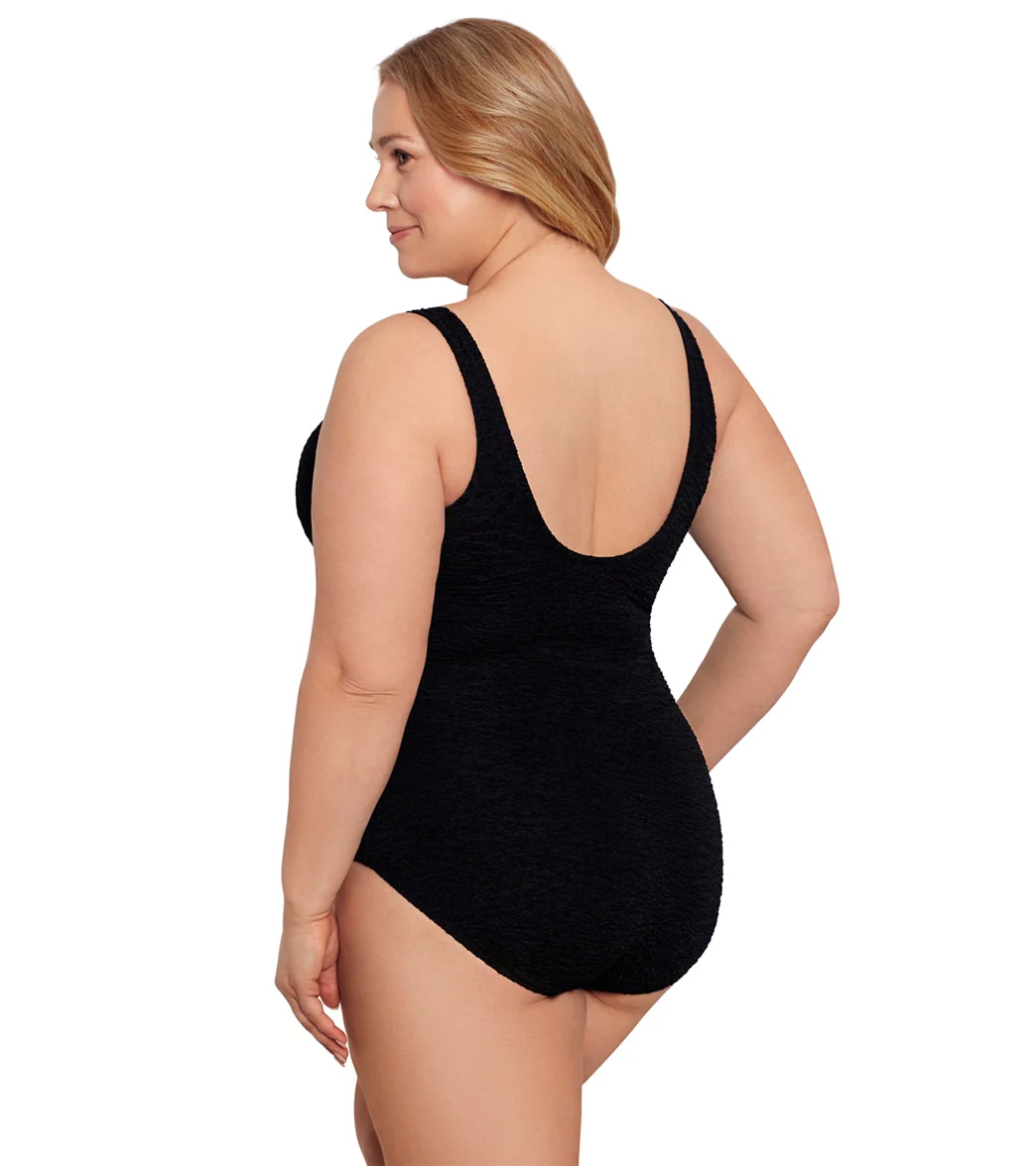 Krinkle by Penbrooke  Plus Krushed Krinkle Cross Over One Piece Swimsuit - Image 2
