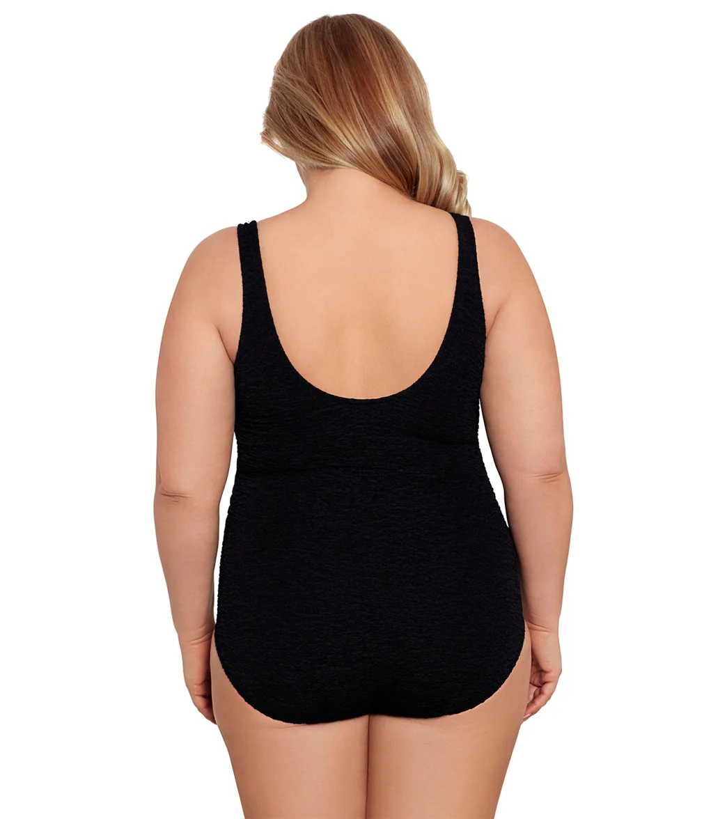 Krinkle by Penbrooke  Plus Krushed Krinkle Cross Over One Piece Swimsuit - Image 3