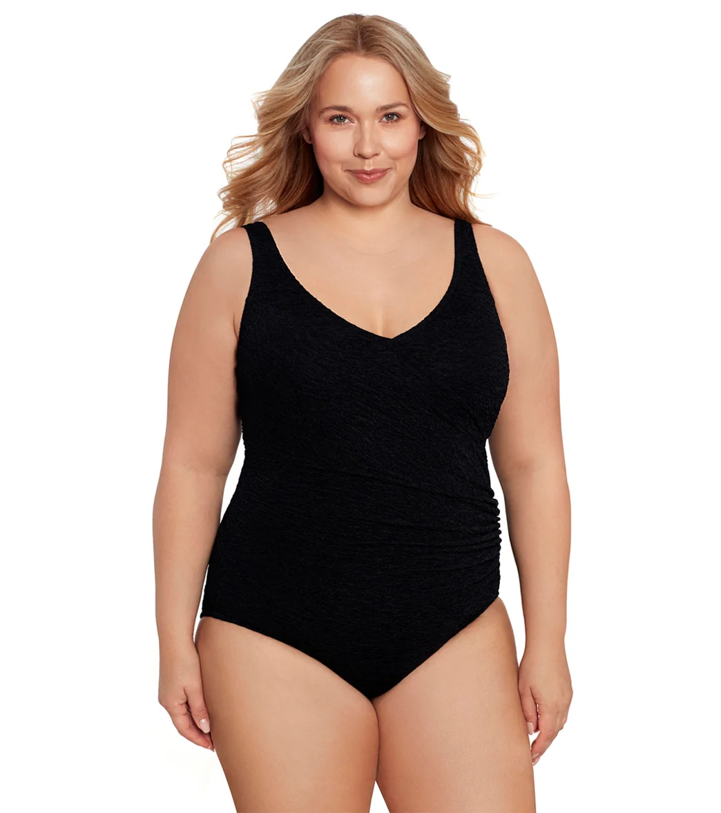 Krinkle by Penbrooke  Plus Krushed Krinkle Cross Over One Piece Swimsuit - Image 5