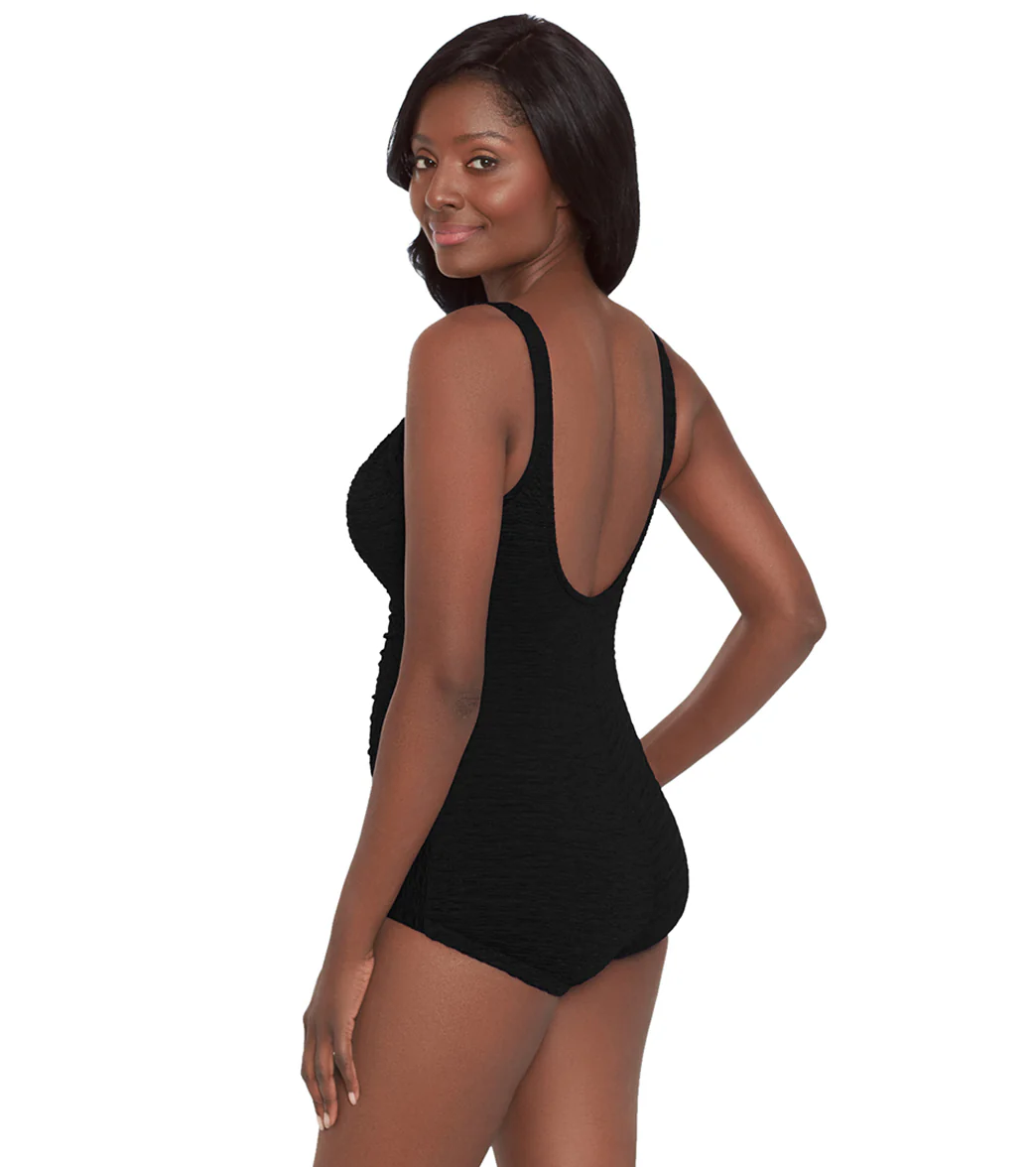 Krinkle by Penbrooke Women's Krinkle Chlorine Resistant Shirred Front Girl Leg One Piece Swimsuit - Image 27