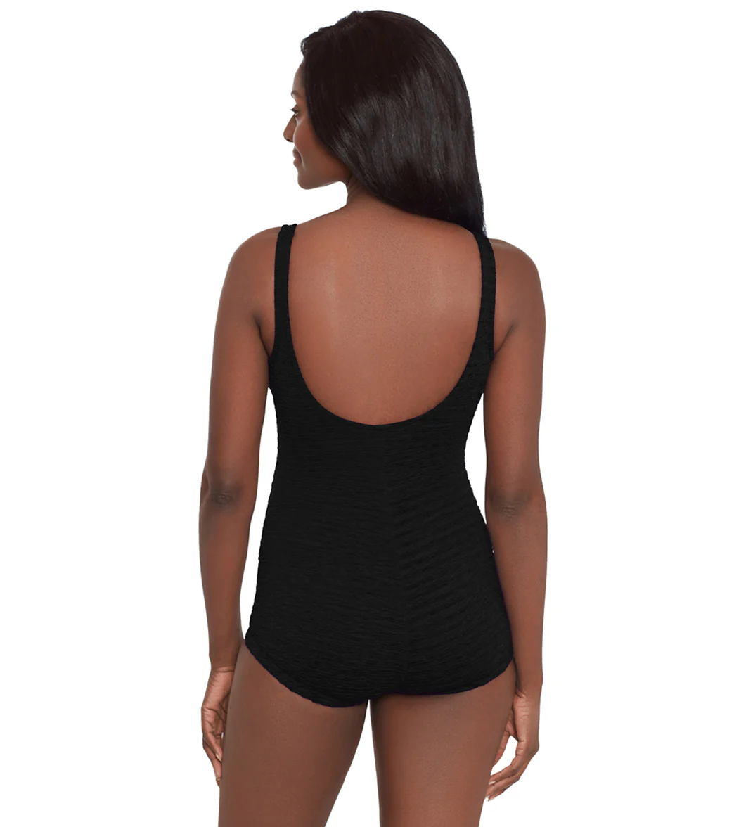 Krinkle by Penbrooke Women's Krinkle Chlorine Resistant Shirred Front Girl Leg One Piece Swimsuit - Image 28