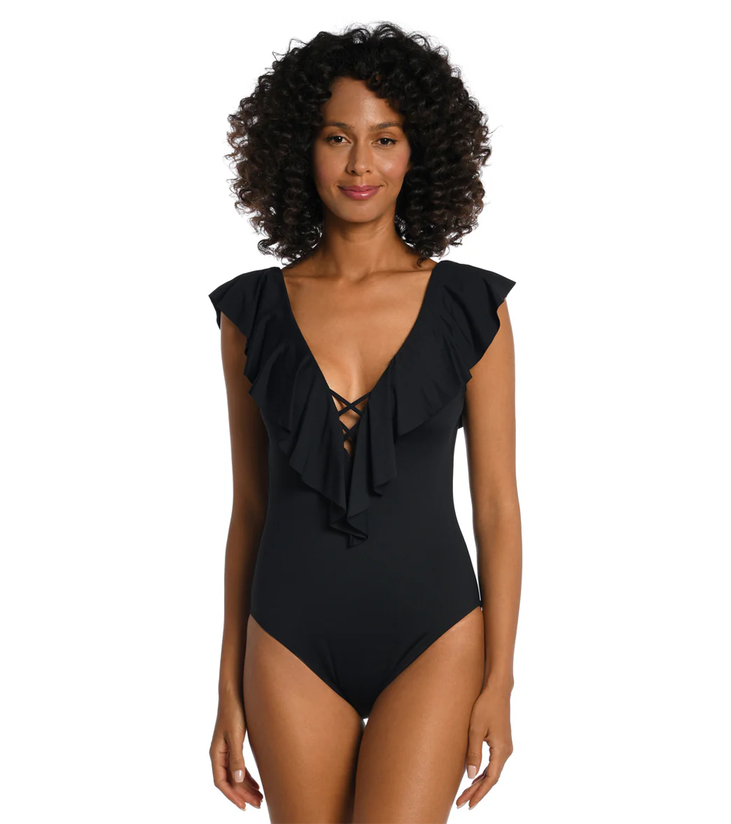 La Blanca Women's Island Goddess Ruffle Plunge One Piece Swimsuit - Image 9