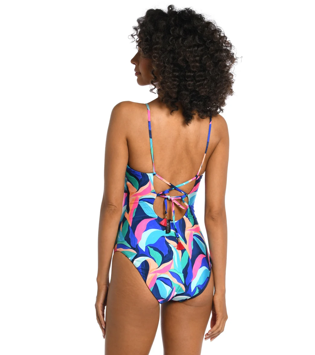 La Blanca Women's Painted Leaves Reversible Plunge One Piece Swimsuit - Image 6