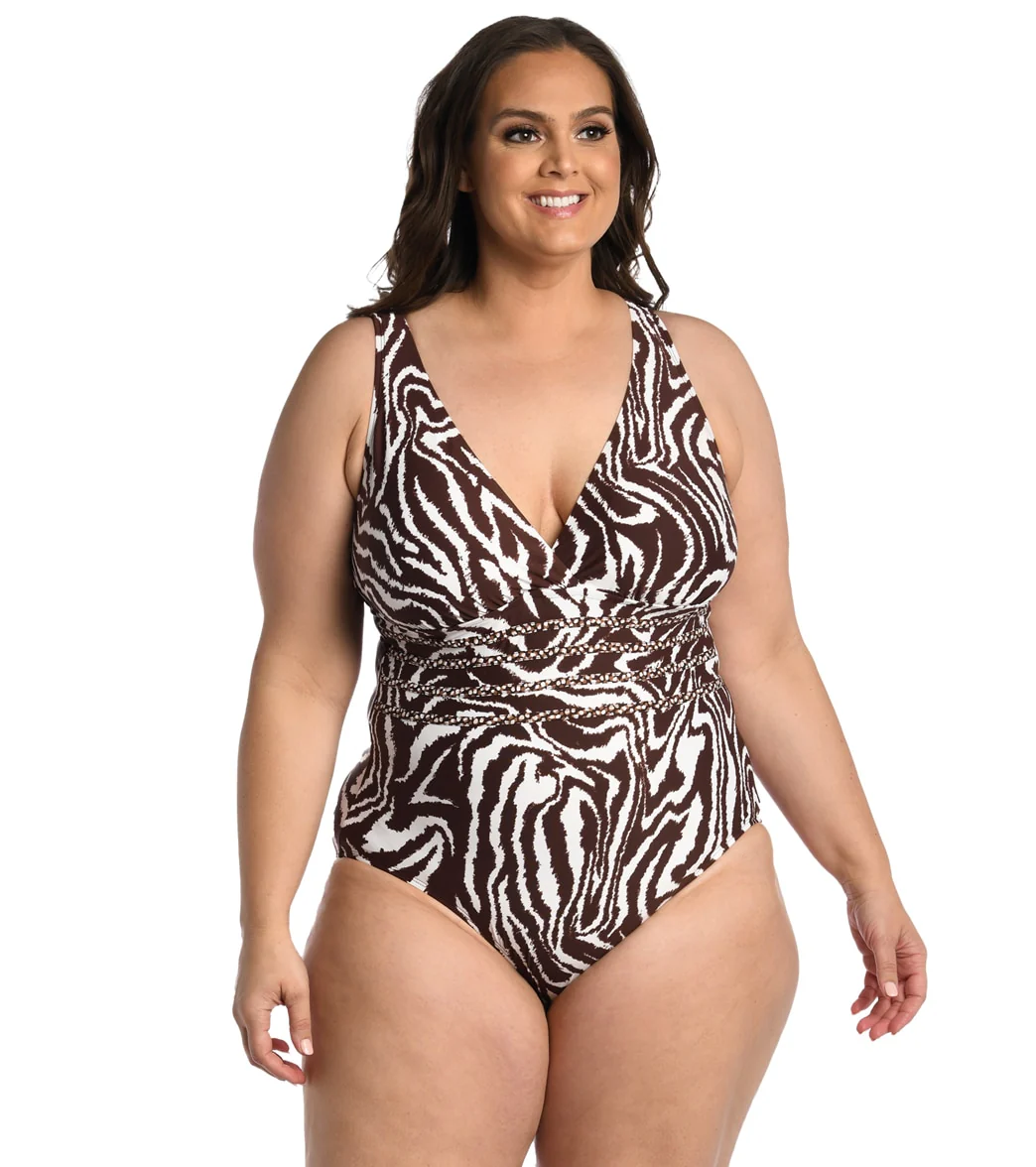 La Blanca Women's Plus Fierce Lines Cross Back One Piece Swimsuit - Image 4