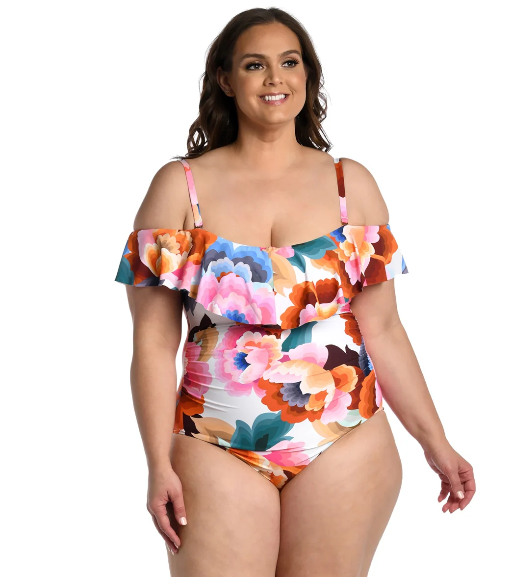 La Blanca Women's Plus Floral Rhythm Ruffle One Piece Swimsuit - Image 2