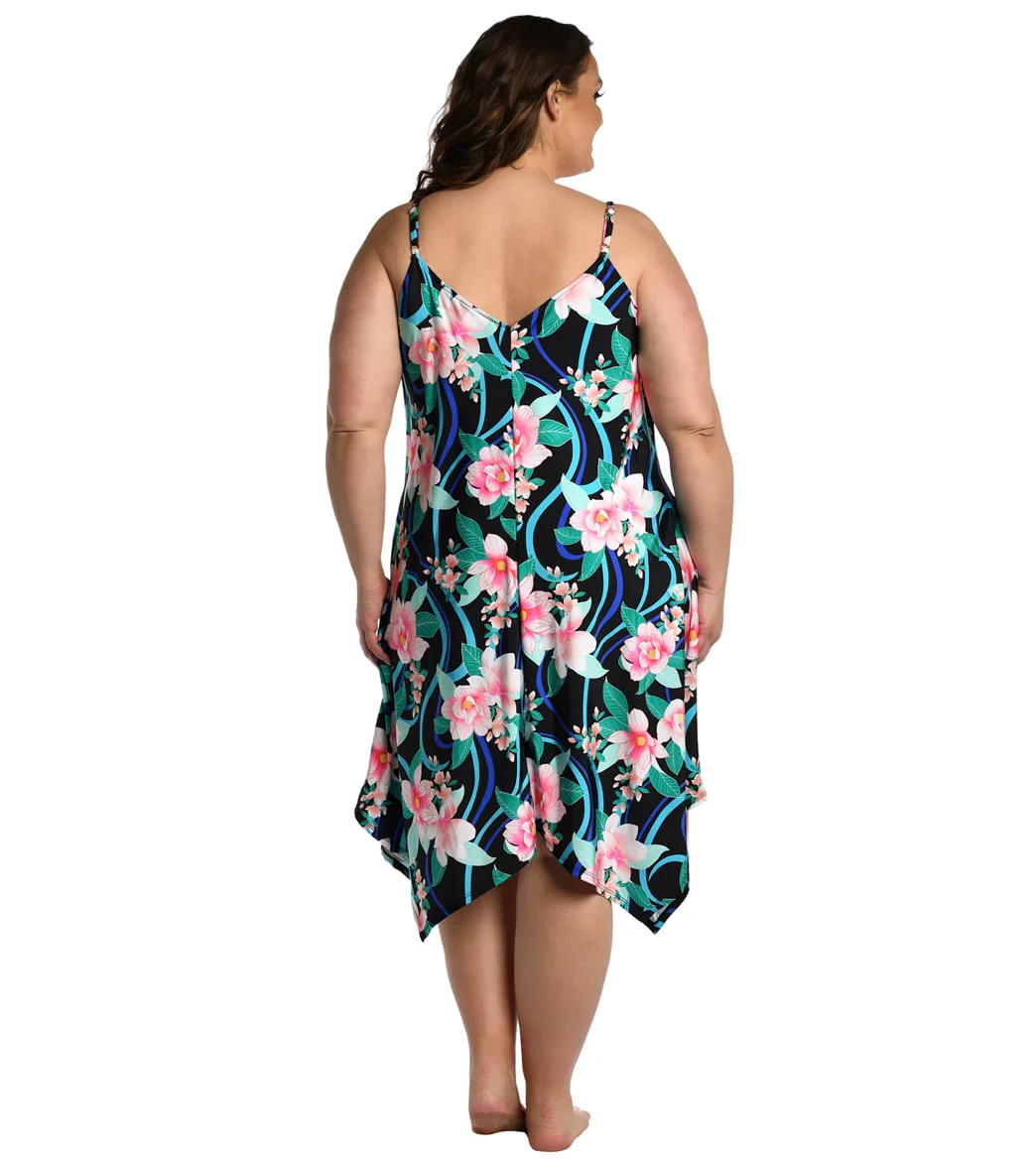 La Blanca Women's Plus Nightfall Blooms Tank Cover Up Dress - Image 3