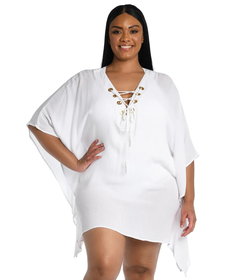 La Blanca Women's Plus Size Capri Lace Up Caftan - Image 4
