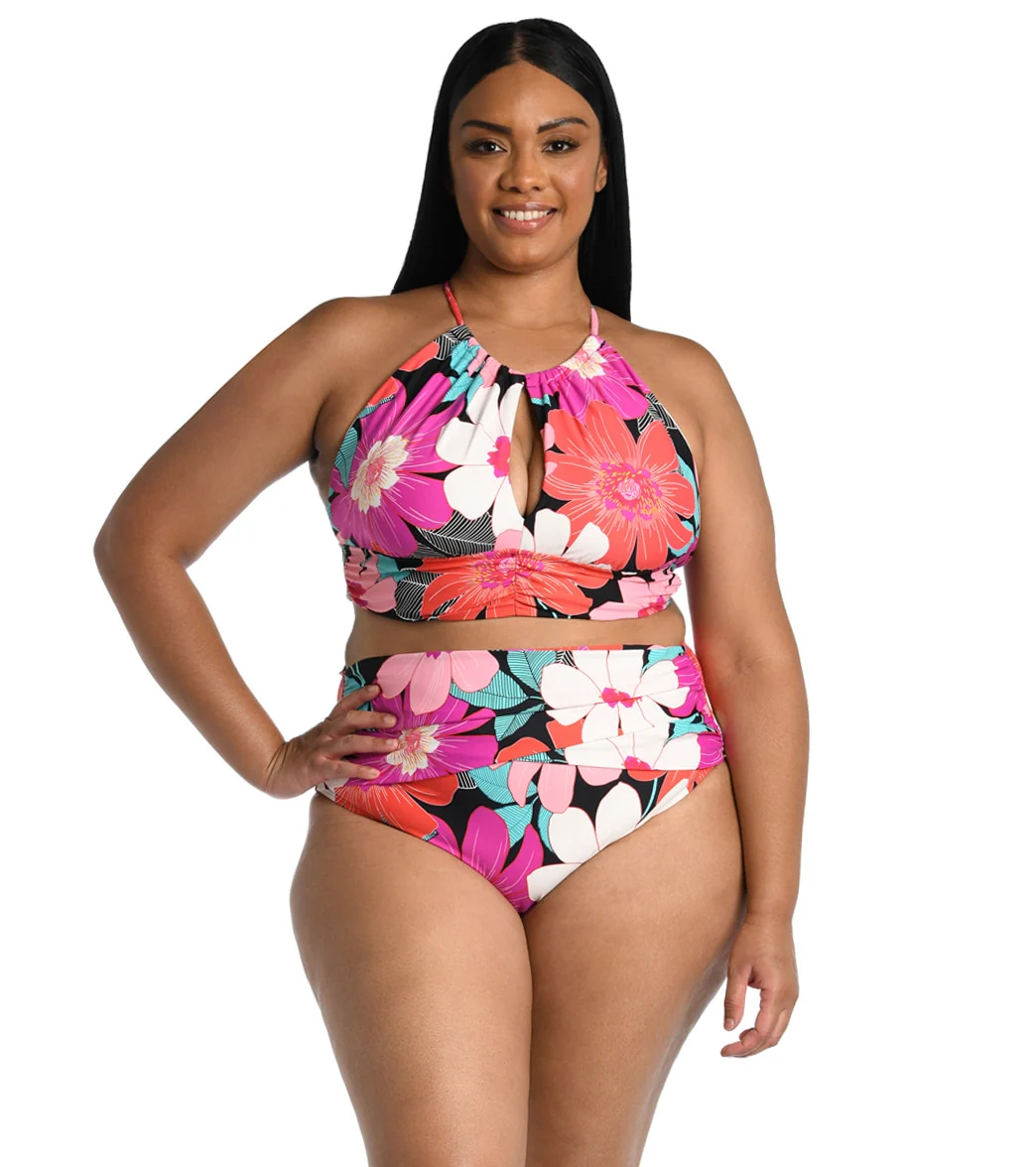 La Blanca Women's Plus Size In Full Bloom High Neck Tankini Top - Image 3