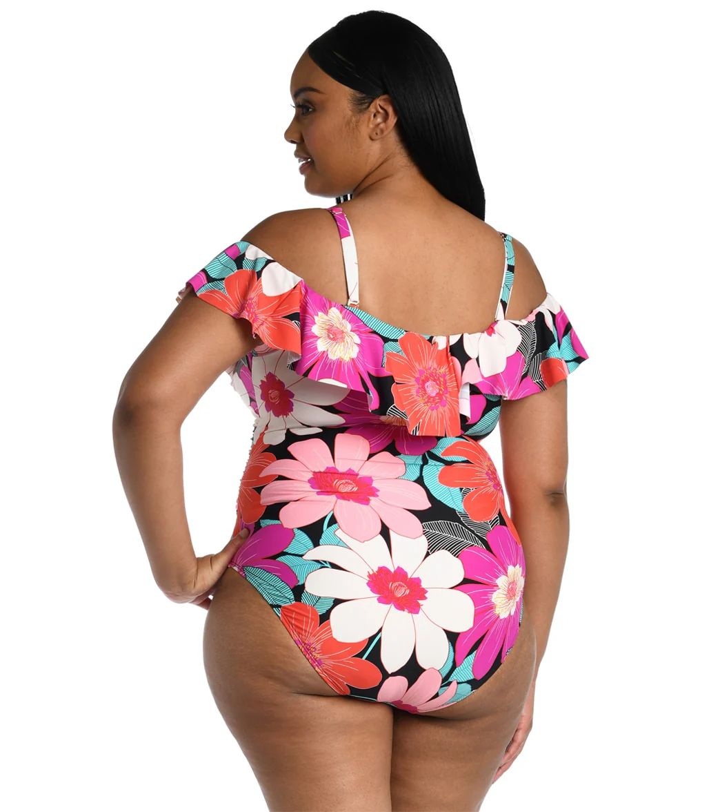 La Blanca Women's Plus Size In Full Bloom Off The Shoulder One Piece Swimsuit - Image 4