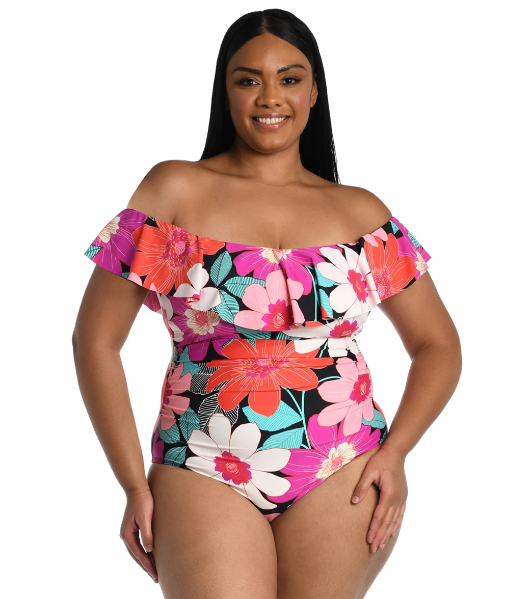 La Blanca Women's Plus Size In Full Bloom Off The Shoulder One Piece Swimsuit - Image 6