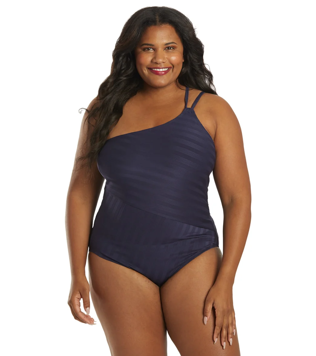 La Blanca Women's Plus Size Linea Costa One Shoulder One Piece Swimsuit - Image 8