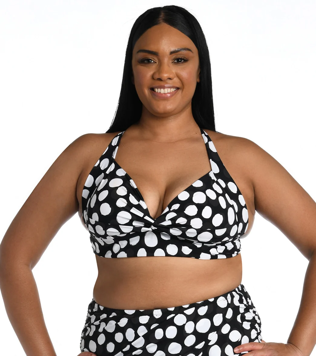 La Blanca Women's Plus Size Mod For Dot Keyhole Banded Bikini Top - Image 5