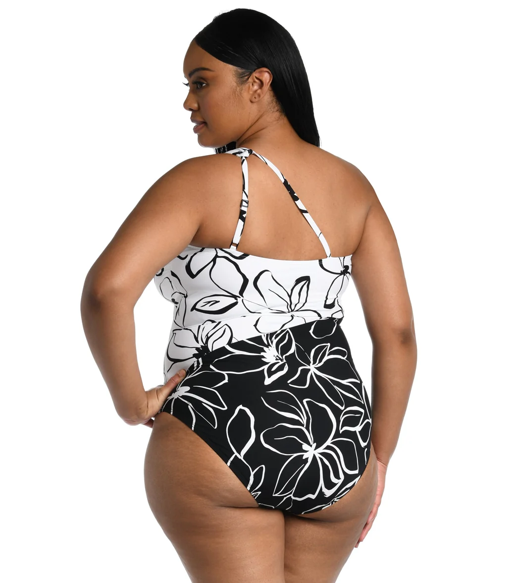 La Blanca Women's Plus Size Moonlit Silhouette One Shoulder Keyhole One Piece Swimsuit - Image 2