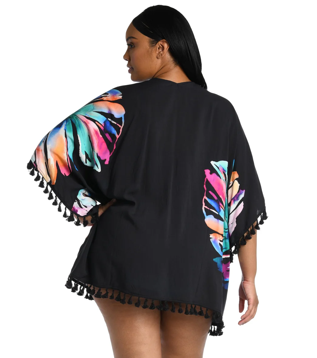 La Blanca Women's Plus Size Prism Palm Kimono - Image 2