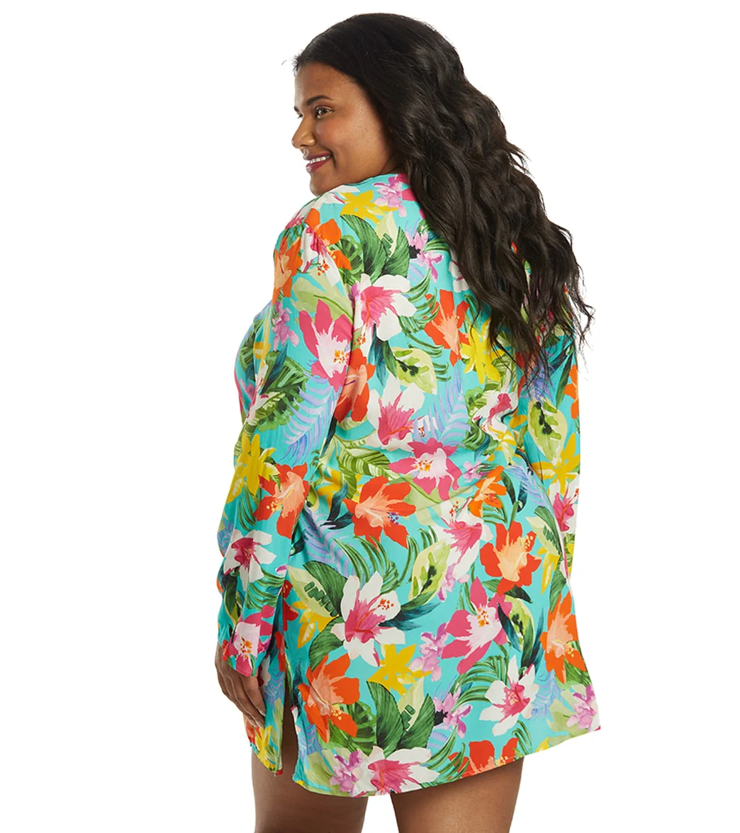 La Blanca Women's Plus Size Tropea Breeze Lace Up Tunic - Image 3