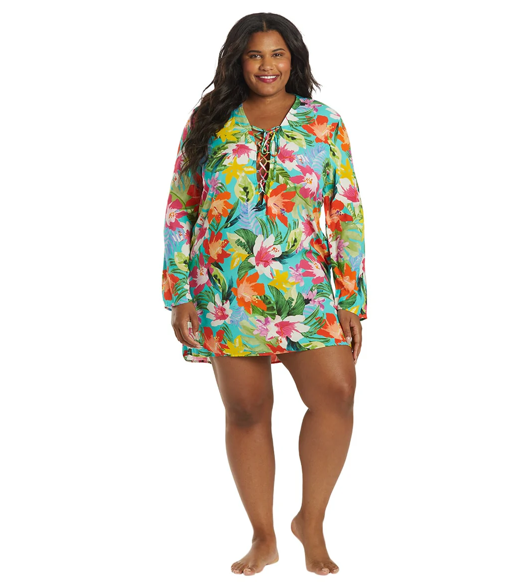 La Blanca Women's Plus Size Tropea Breeze Lace Up Tunic - Image 4