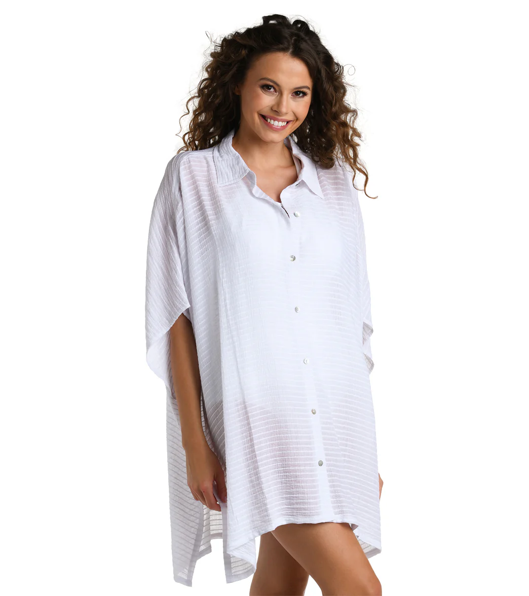 La Blanca Women's Shadow Stripe Convertible Shirtdress - Image 15