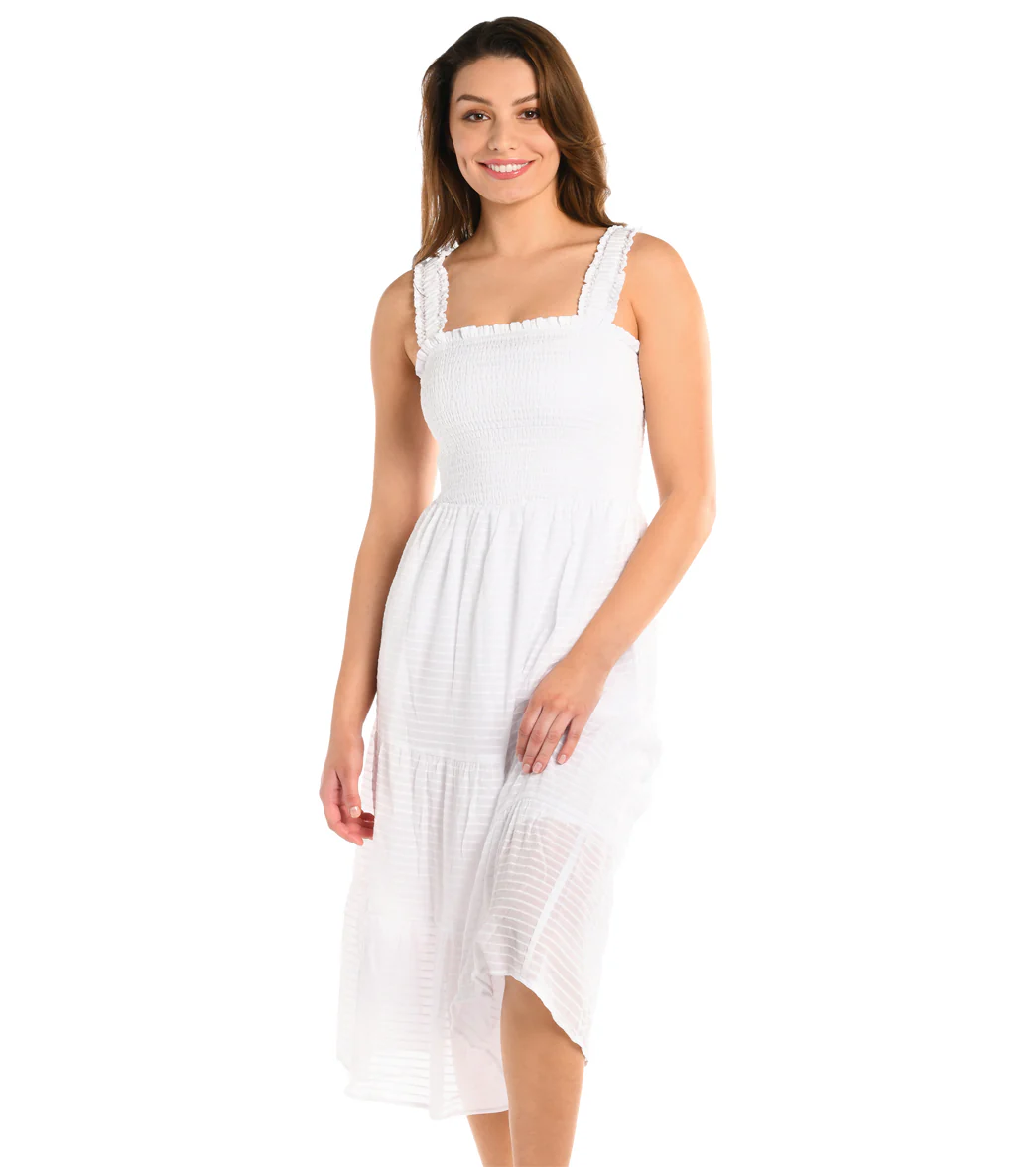 La Blanca Women's Shadow Stripe Smocked Midi Dress - Image 11