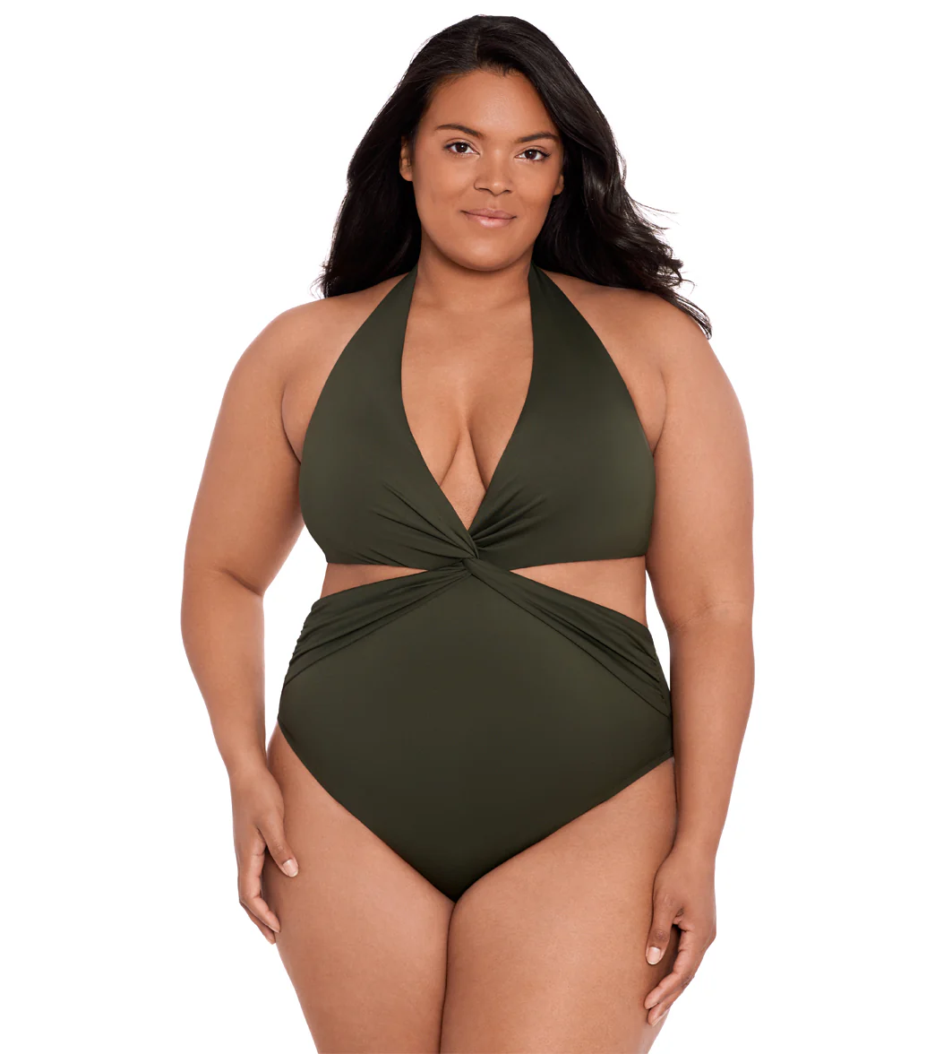 Lauren Ralph Lauren Plus Size Cut Out Halter One Piece Swimsuit - Image 5