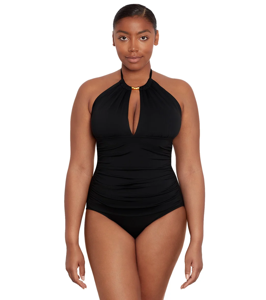 Lauren Ralph Lauren Women's Beach Club Solids High Neck One Piece Swimsuit - Image 2