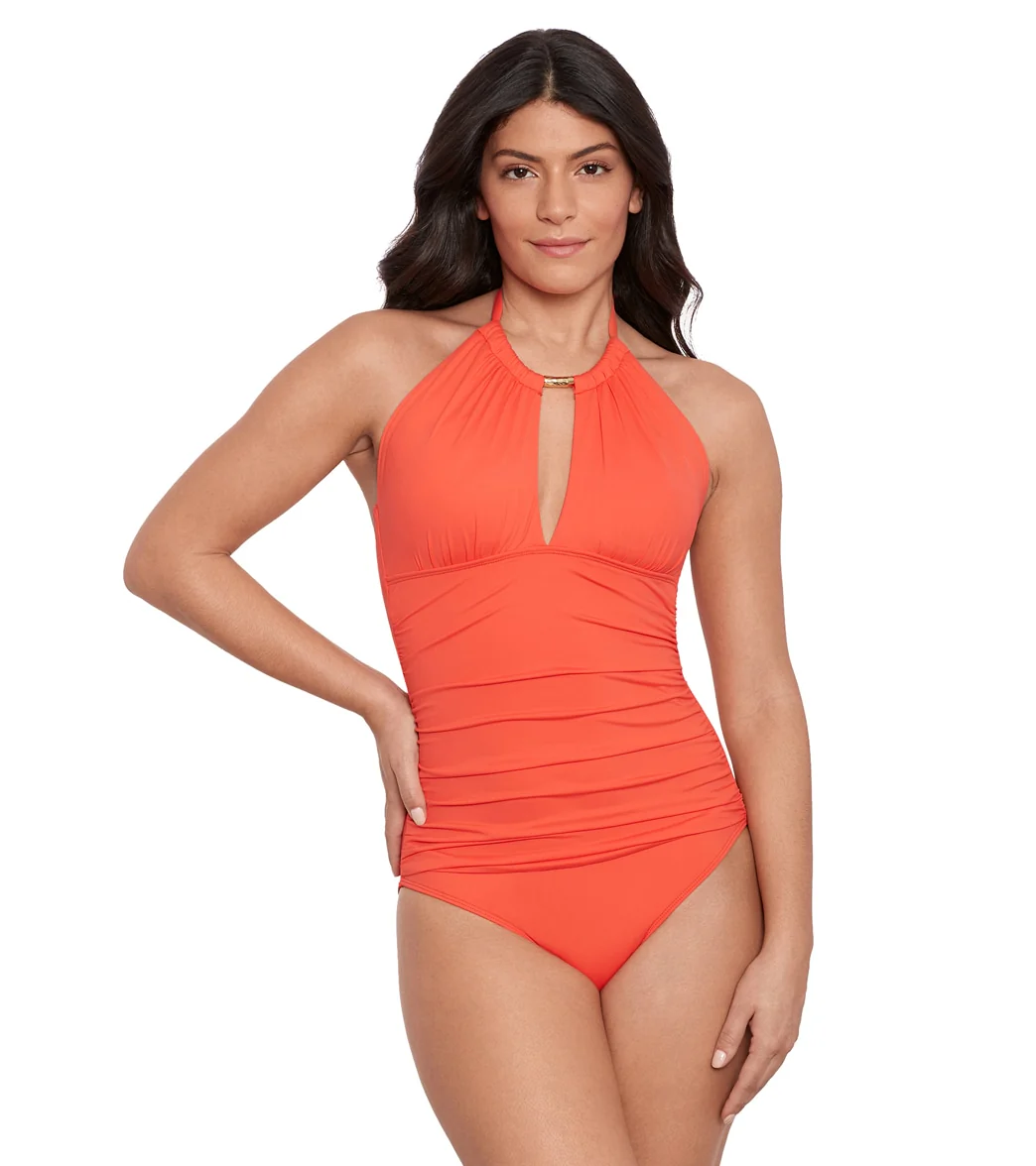 Lauren Ralph Lauren Women's Beach Club Solids High Neck One Piece Swimsuit - Image 9