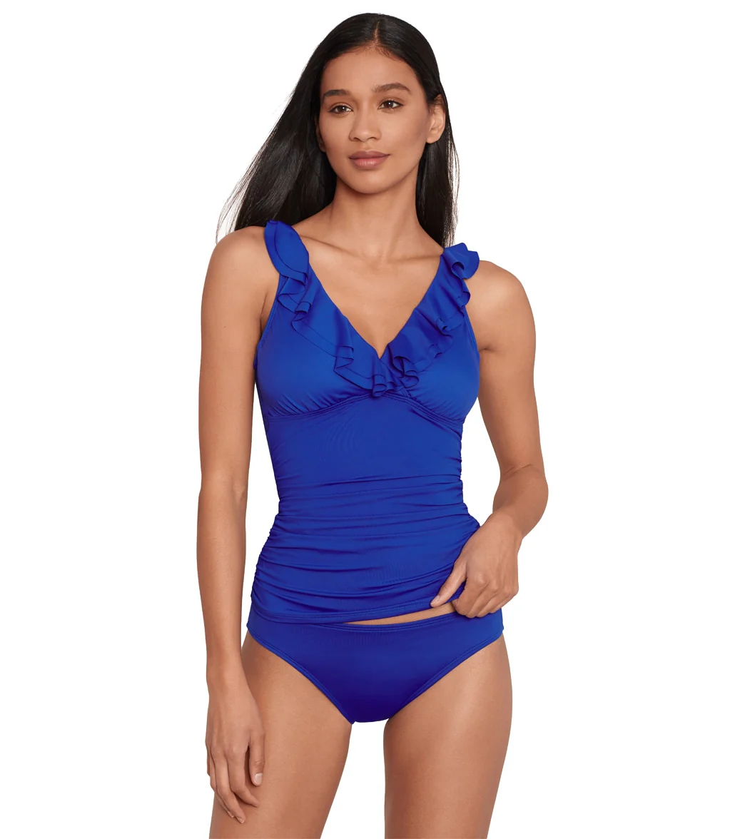 Lauren Ralph Lauren Women's Beach Club Solids Ruffle Tankini Top - Image 17