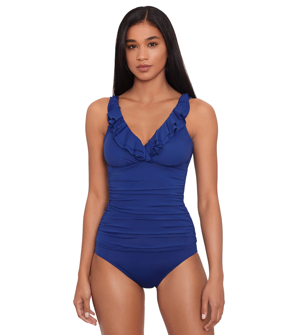 Lauren Ralph Lauren Women's Beach Club Solids Ruffle Tankini Top - Image 18