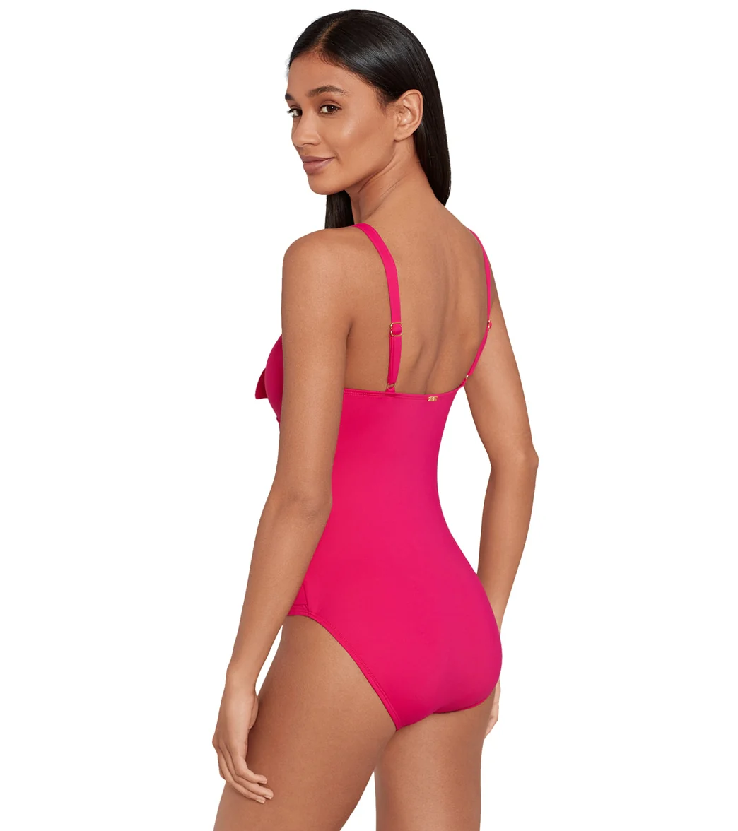 Lauren Ralph Lauren Women's Beach Club Solids Tie Front Underwire One Piece Swimsuit - Image 10