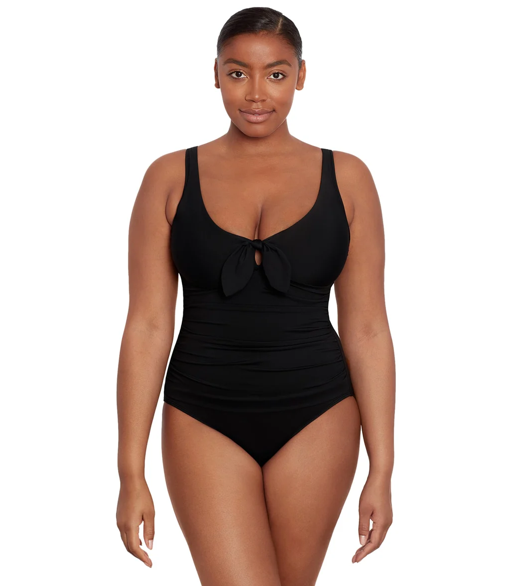 Lauren Ralph Lauren Women's Beach Club Solids Tie Front Underwire One Piece Swimsuit - Image 3