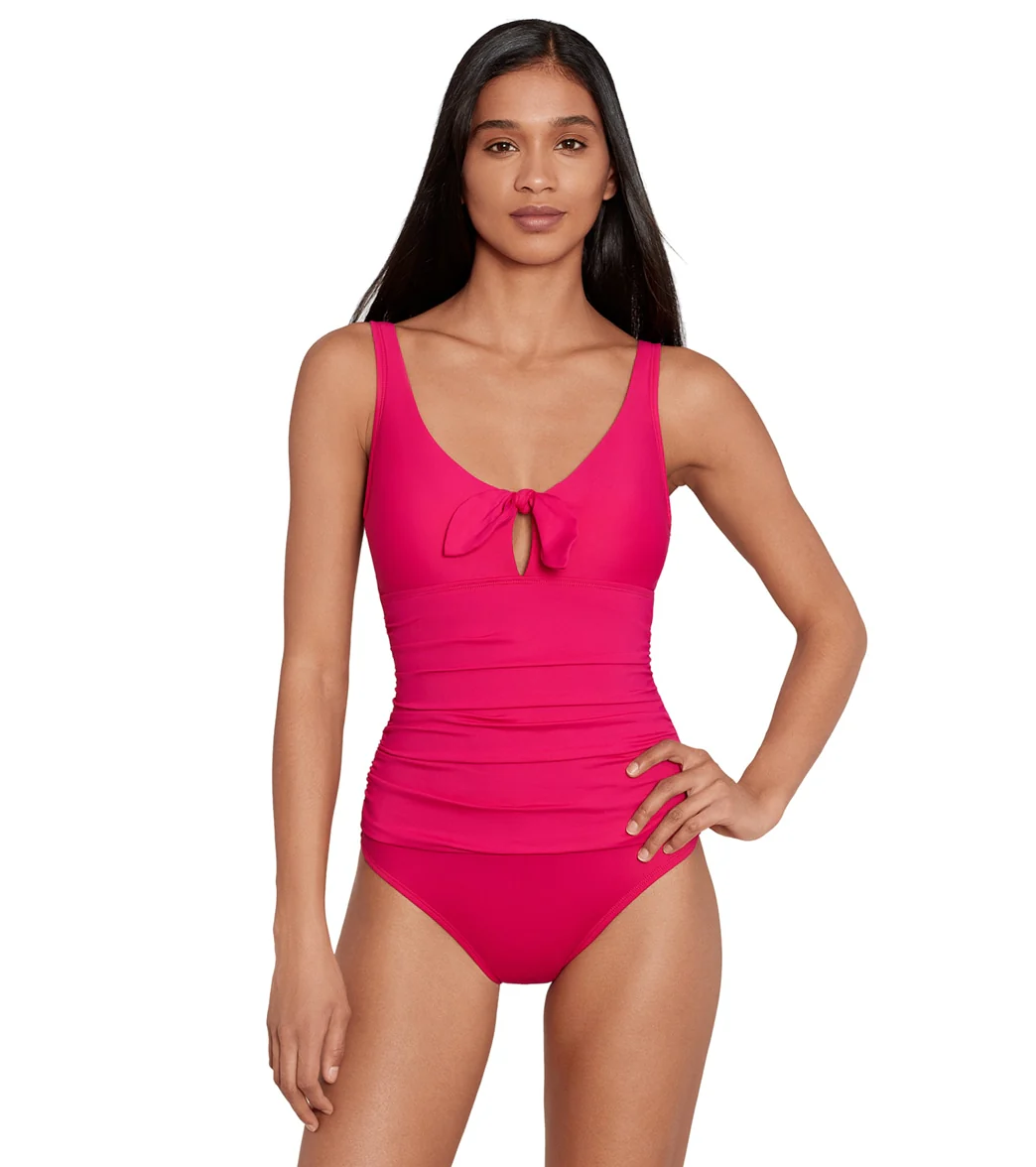 Lauren Ralph Lauren Women's Beach Club Solids Tie Front Underwire One Piece Swimsuit - Image 8