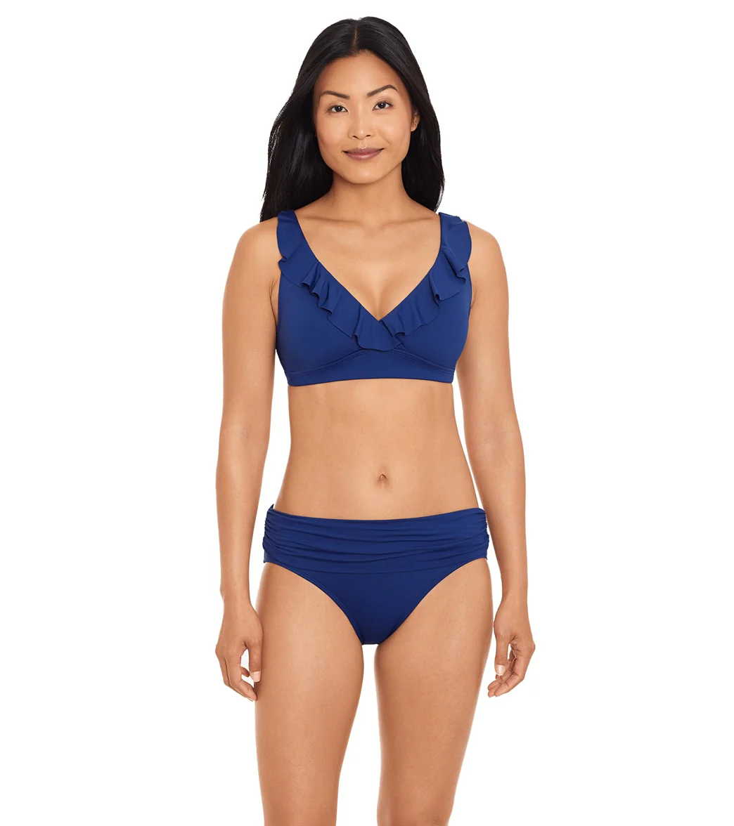 Lauren Ralph Lauren Women's Beach Club Solids Wide Shirred Banded Hipster Bikini Bottom - Image 15
